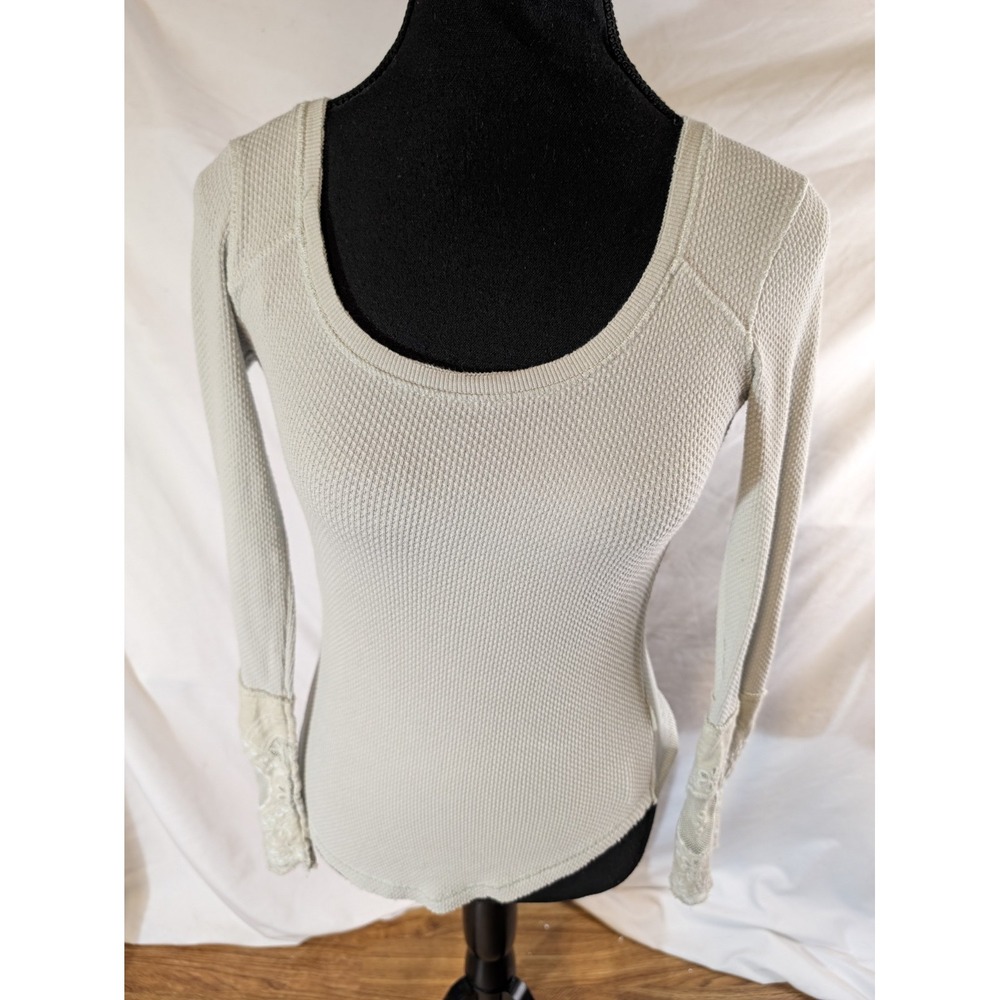 Free People Masquerade Embroidered Cuff Thermal Size XS Beige